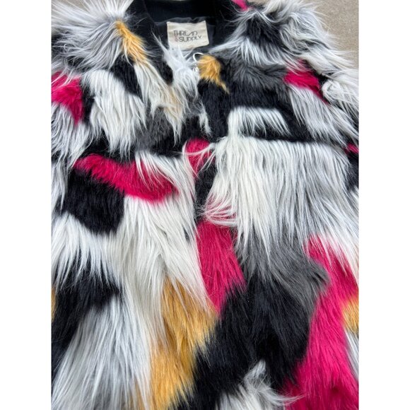 Thread & Supply Multicolor Faux Fur Vest With Black Ribbed Hem Q3 - Picture 2 of 5